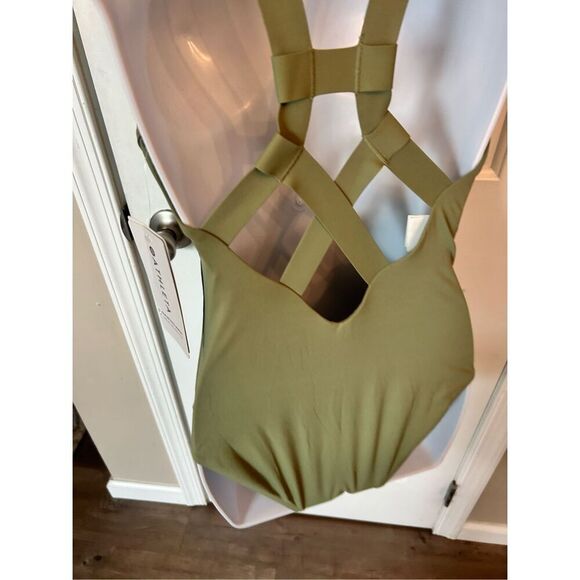 Athleta Palm One-piece Swimsuit NEW Size Small Olive Green - Picture 7 of 9